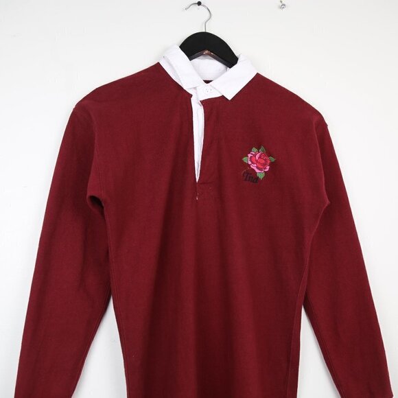 Aritzia Tna Covenham Long Sleeve T-shirt Embroidered Burgundy Red Size XS - Picture 7 of 13